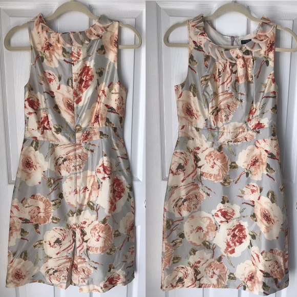 J Crew Floral Silk Dress with Ruffles - Picture 2 of 6